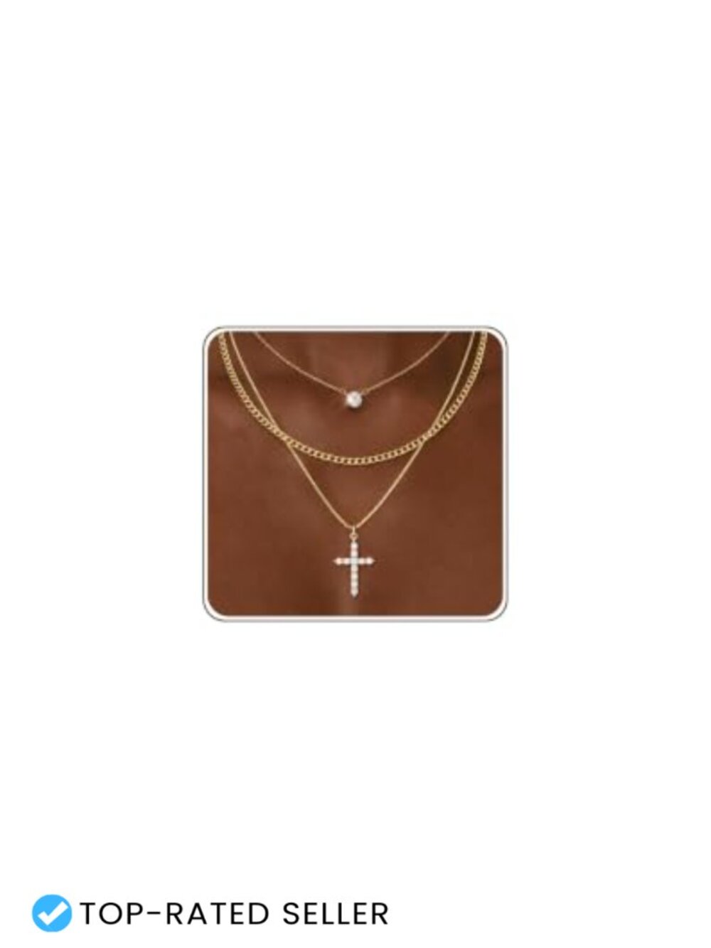 14K Gold Plated Layered Necklace Set 3 Chains
